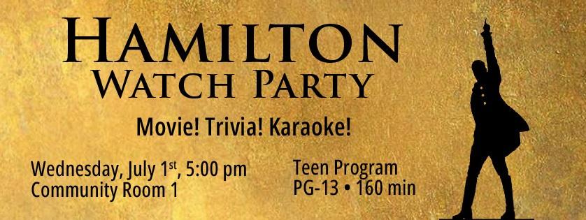 Hamilton Watch Party, July 1, 5:00