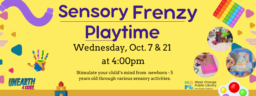 Sensory Frenzy Playtime, Wednesday Oct 7 & 21, 4:00