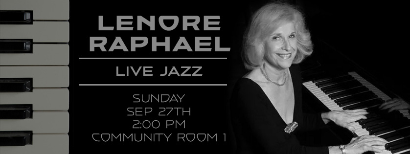 Lenore Raphael Jazz Trio in concert, Sep 27, 2:00