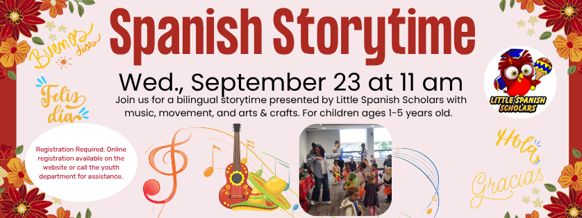 Spanish Storytime, Sep 23, 11:00, registration required